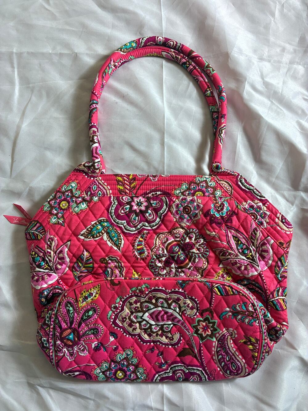 Vera Bradley Pink Paisley Medallion Satchel Tote Handbag Double Handle